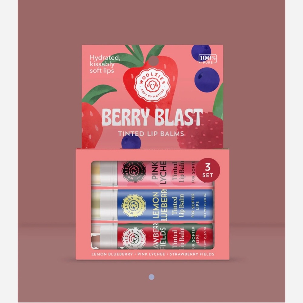 Woolzies - 100% Organic Lip Balm Trio - Berry Blast